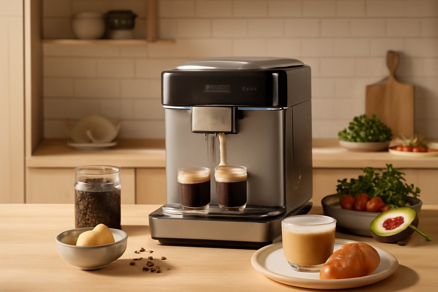 Kaffeevollautomat mit integriertem Milchaufschäumer
