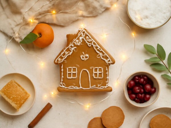 Lebkuchenhaus dekorieren mit Lichterkette in 6 Schritten