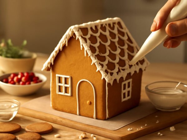 Schlichte Lebkuchenhaus dekorieren in 7 Schritten
