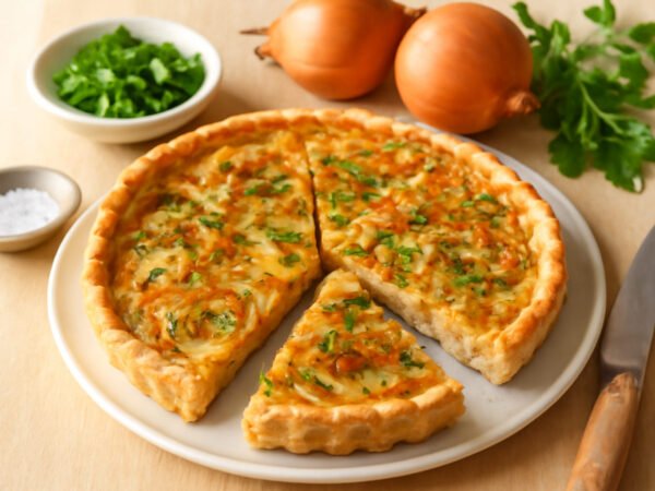 Zwiebelkuchen Rezept Blech Hefeteig ohne teure Anschaffung
