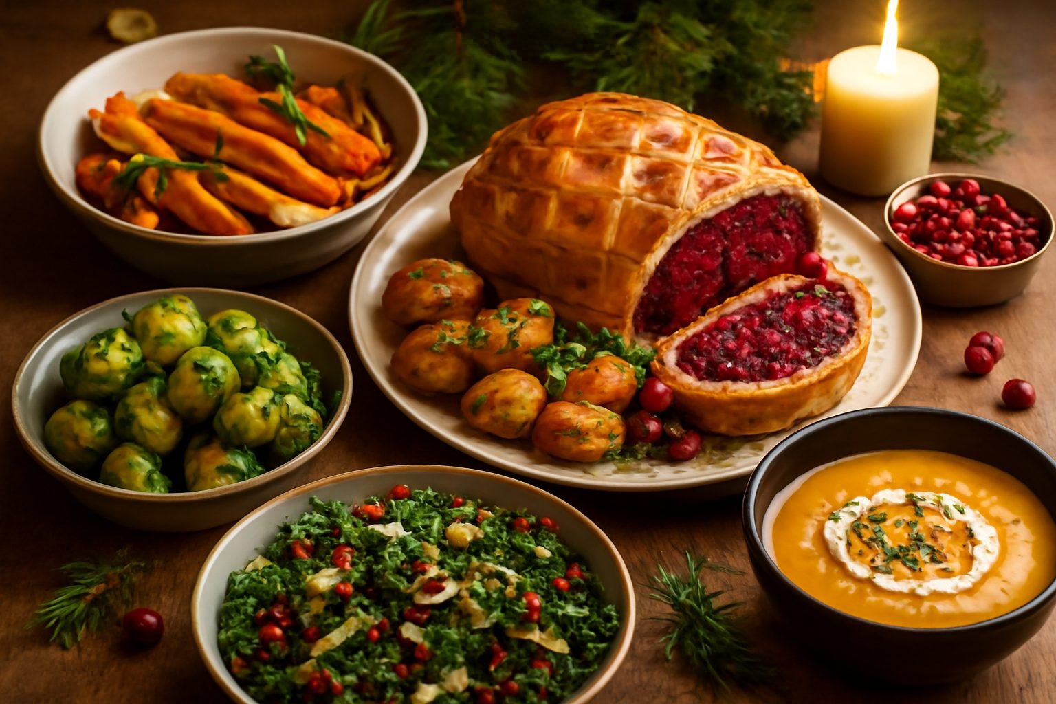 Vegetarisches Weihnachtsmenü für die Feiertage